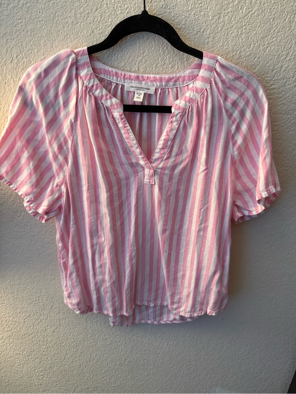 Pink & White Striped Short-Sleeve Women’s Top